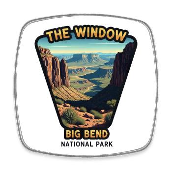 Big Bend National Park Window Landscape Mountains - Square fridge magnet - white - Front