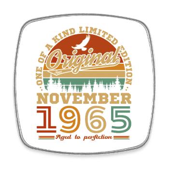 November 1965 Vintage Retro Birthday - Square fridge magnet - white - Front