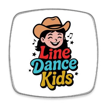 Danse en ligne Enfants Fille avec Chapeau de Cowboy - Magnet carré - blanc - Devant