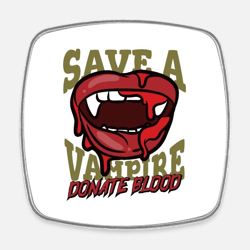Save a Vampire – Donate Blood - Viereckiger Kühlschrankmagnet - Weiß