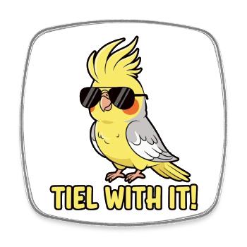 Calopsitte Perruche Humour Oiseau - Magnet carré - blanc - Devant