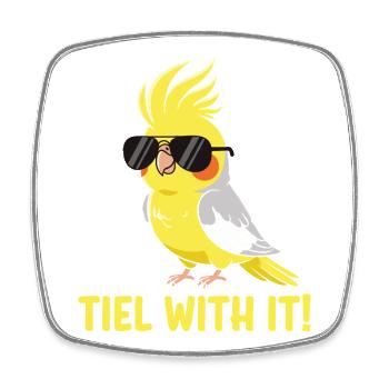 Calopsitte Perruche Humour Oiseau - Magnet carré - blanc - Devant
