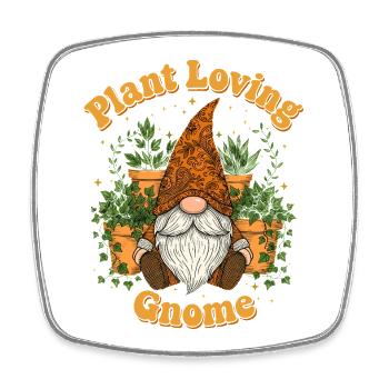 Gnome amoureux des plantes - Crowing Wichtel - Magnet carré - blanc - Devant