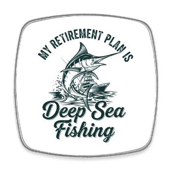 Deep Sea Fishing Retirement - Viereckiger Kühlschrankmagnet - Weiß - Vorne