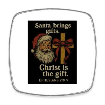 Christ Is the Gift: Santa Cross - Square fridge magnet - white - Front