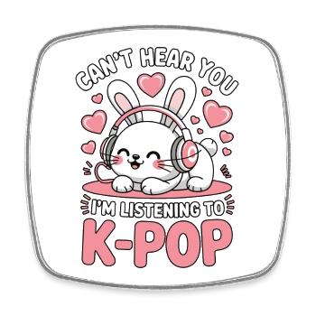 K-Pop Bunny with Headphones - Square fridge magnet - white - Front