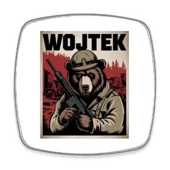 Wojtek The War Hero Bear - Square fridge magnet - white - Front