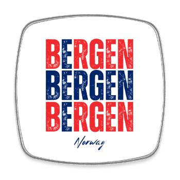 Bergen Norwegen, ein Souvenir von Bergen - Viereckiger Kühlschrankmagnet - Weiß - Vorne