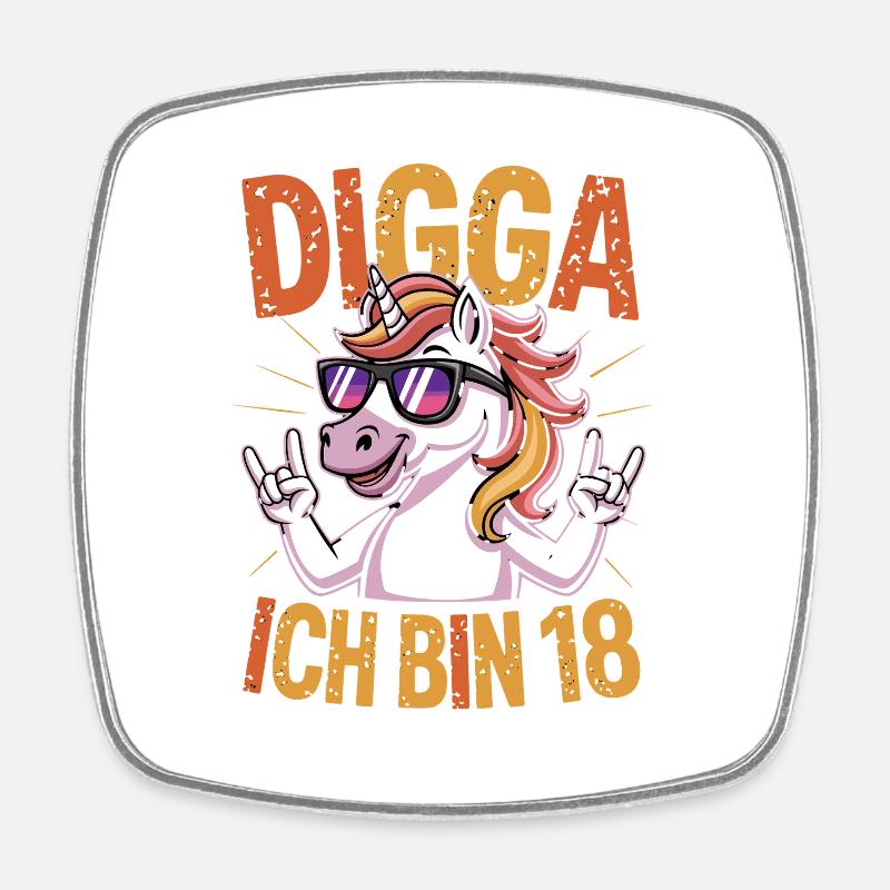  Digga Ich Bin 18 Einhorn Spruch Lustig 18 - Viereckiger Kühlschrankmagnet - Weiß
