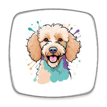 Colorful Poodle Portrait - Square fridge magnet - white - Front