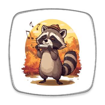 Herbstlicher Waschbärenharmonika - Viereckiger Kühlschrankmagnet - Weiß - Vorne