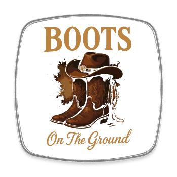Boots On The Ground Cowboy Style - Square fridge magnet - white - Front