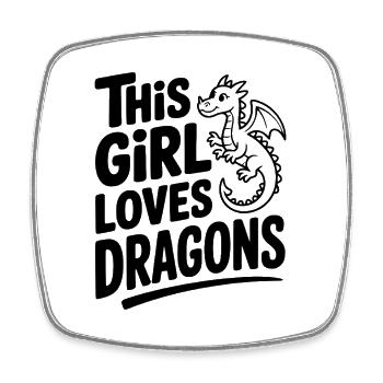 Dieses Mädchen liebt Drachen - Viereckiger Kühlschrankmagnet - Weiß - Vorne