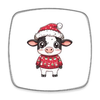Kuh Weihnachten - Viereckiger Kühlschrankmagnet - Weiß - Vorne