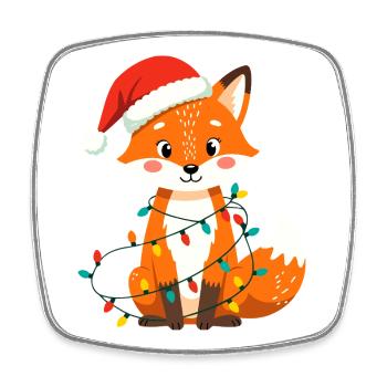 Renard Noël Mignon Drôle Noël Drôle - Magnet carré - blanc - Devant