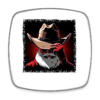 Père Noël Cowboy gothique minimaliste - Magnet carré - blanc - Devant