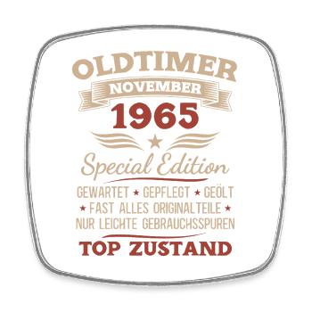 Cadeau 60ème anniversaire Voiture Ancienne Novembre 1965 - Magnet carré - blanc - Devant