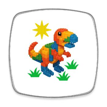 Dinosaur Made Of Bricks Creative Block Builder - Square fridge magnet - white - Front