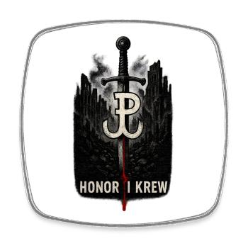Honor i Krew Art de la résistance polonaise - Magnet carré - blanc - Devant
