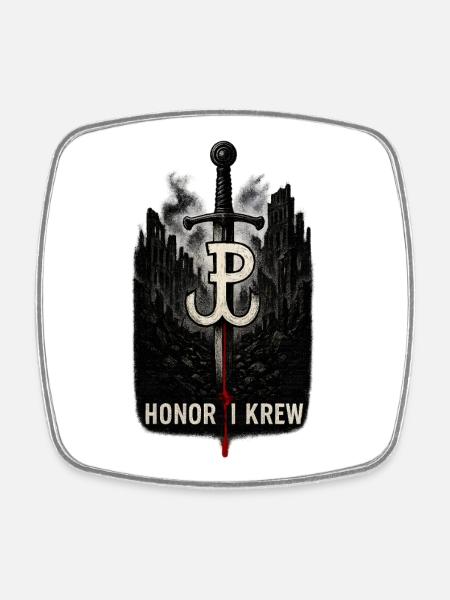 Honor i Krew Art de la résistance polonaise - Magnet carré - blanc