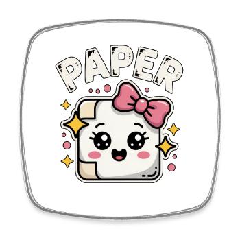 Scissors Stone Paper Kawaii Paper - Square fridge magnet - white - Front