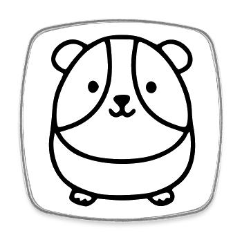 Mignon cochon d’Inde rond | Kawaii - Magnet carré - blanc - Devant