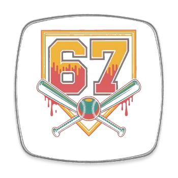 Neon 62 mit Schlägerkreuz - Viereckiger Kühlschrankmagnet - Weiß - Vorne