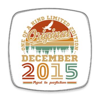 Décembre 2015 Vintage Cadeau D'anniversaire - Magnet carré - blanc - Devant