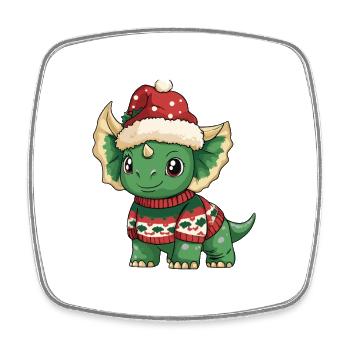 Dinosaure tricératops Noël - Magnet carré - blanc - Devant