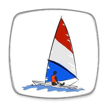 Segelboot - Viereckiger Kühlschrankmagnet - Weiß - Vorne