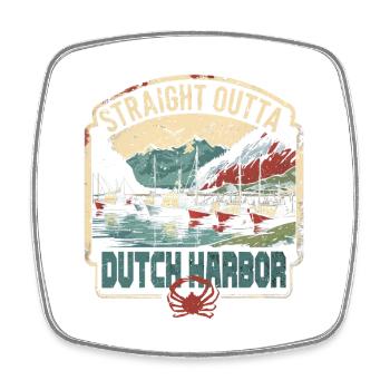 Alaska King Crab Straight Outta Dutch Harbor - Square fridge magnet - white - Front