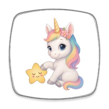 Regenbogen Mädchen Einhorn Unicorn - Viereckiger Kühlschrankmagnet - Weiß - Vorne