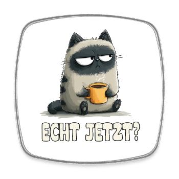 Grummelkatze mit Kaffee - Square fridge magnet - white - Front