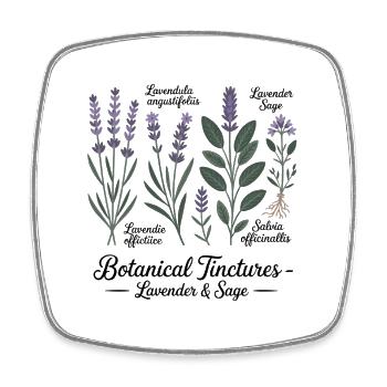 Botanical Tinctures – Lavendel & Salbei - Viereckiger Kühlschrankmagnet - Weiß - Vorne