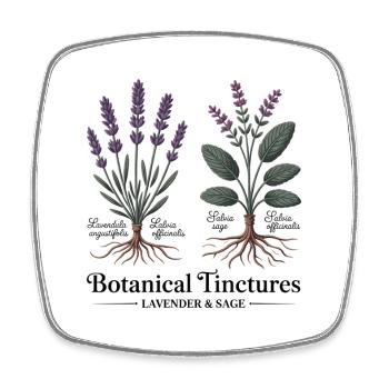 Lavendel & Salbei - Botanische Heilkräuter - Viereckiger Kühlschrankmagnet - Weiß - Vorne
