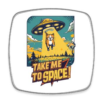 Cat UFO All-Adventure - Magnet carré - blanc - Devant