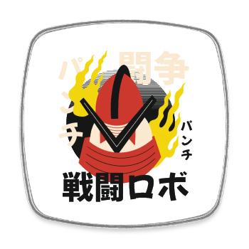 Flammenhelm Krieger Japanischer Stil - Viereckiger Kühlschrankmagnet - Weiß - Vorne