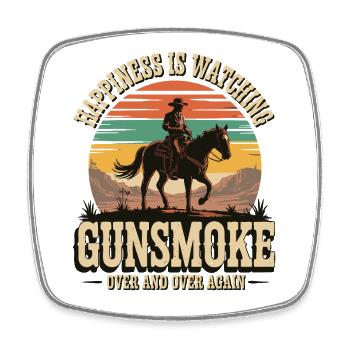 Classic Western TV - Cowboy Sunset Design - Square fridge magnet - white - Front