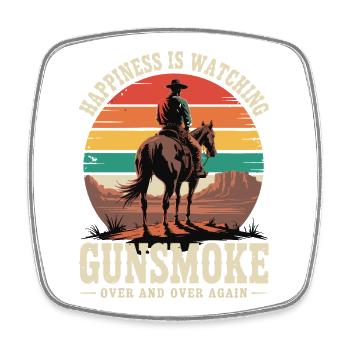 Classic Western TV - Cowboy Sunset Design - Square fridge magnet - white - Front