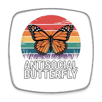 Antisocial Butterfly - Retro Schmetterling - Viereckiger Kühlschrankmagnet - Weiß - Vorne