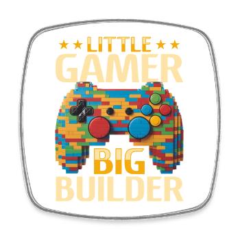 Building Blocks Gamer Gaming Brick Builder - Viereckiger Kühlschrankmagnet - Weiß - Vorne