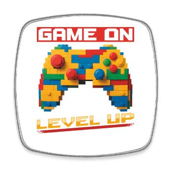 Building Blocks Gamer Gaming Brick Builder - Viereckiger Kühlschrankmagnet - Weiß - Vorne