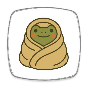 Eingekuschelter Frosch – Cozy Blanket Frog - Square fridge magnet - white - Front
