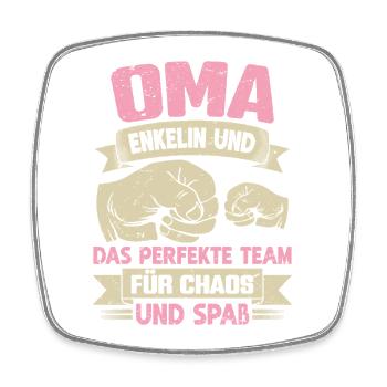 Oma Enkelin Und Perfekte Team Für Chaos - Viereckiger Kühlschrankmagnet - Weiß - Vorne