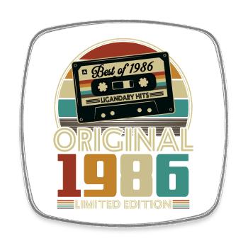 1986 Vintage Vintage Anniversaire Cadeau Rétro - Magnet carré - blanc - Devant