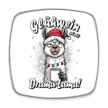 Gluehwein statt Drama Bürohumor Kollegen Geschenk - Viereckiger Kühlschrankmagnet - Weiß - Vorne