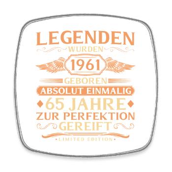 65e anniversaire absolument unique - né en 1961 - Magnet carré - blanc - Devant