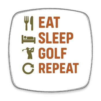 Essen Schlaf Golf Wiederholen Lustiges Golf-Design - Viereckiger Kühlschrankmagnet - Weiß - Vorne