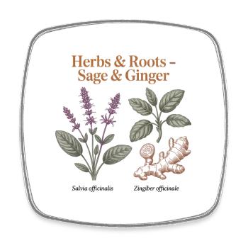 Botanische Kräuter - Salbei & Ingwer - Viereckiger Kühlschrankmagnet - Weiß - Vorne