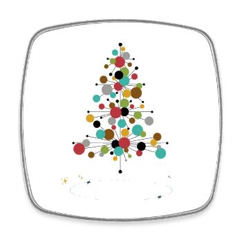 Atomic Christmas – Retro Weihnachtsbaum Design - Viereckiger Kühlschrankmagnet - Weiß - Vorne